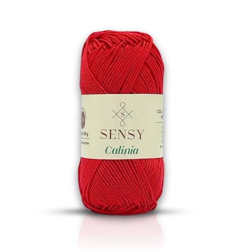 Sensy Calinia Yarn %100 Mercerized Giza Cotton Yarn Amigurumi Yarn 134 Yards Gauge 2 Fine (Red)