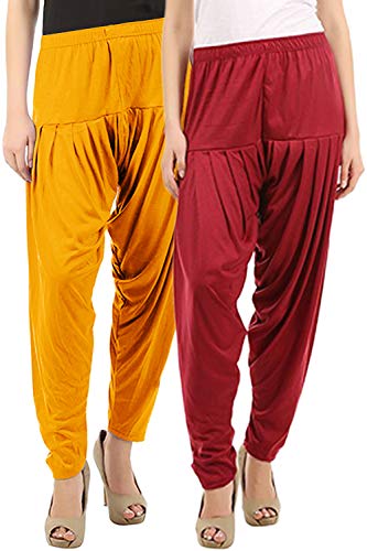 Image of Buy That Trendz Womens Patiala Pants Combo Pack of 2 Viscose Dhoti Patiyala Salwar Harem Bottoms Pants