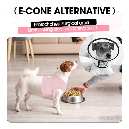 Image of BRKURLEG Dog Chest Recovery Suit After Surgery, Pink XL