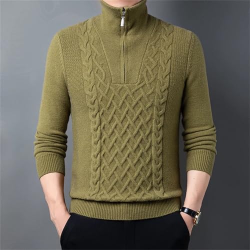 Men'S Autumn and Winter Knitted Pullover Half-Zip Long-Sleeved Patterned Knitted Warm Sweater2