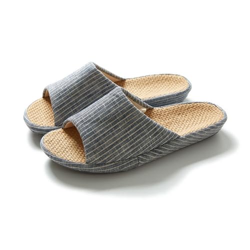 YCKEGEW Women Mens Unisex Slipper Arch Support Cotton Flax Slippers Casual Open-Toes Slippers Breathable Shoes Home Slippers Lightweight Non-Slip Sandals (Color : Navy, Size : EU39-40)