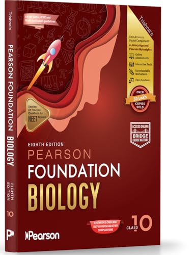 Image of Pearson'26 Foundation Biology Class 10|For NEET, NTSE & Olympiad Exams |NEET Practice Questions|Free 12 Online Assessments, 49 Video Solutions & 12 Tests via Pearson MyInsights & elibrary|8th edition