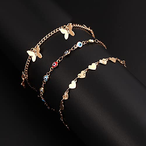 Cealxheny Anklets For Women Cute Charms Butterfly Ankle Bracelets Colorful Rhinestone Anklets Bohemia Layering Chain Anklets For Girls Summer Beach Foot Jewelry Set (Multicolored 3) #TOP3