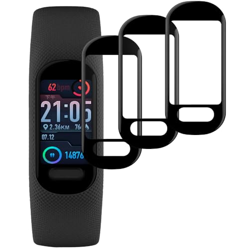Beukei Protector de Pantalla Compatible con Garmin Vivosmart 5, 3 Piezas Cristal Templado Irrompible, [Cristal Dureza 9H] [Anti-Rayaduras] Progector Pantalla