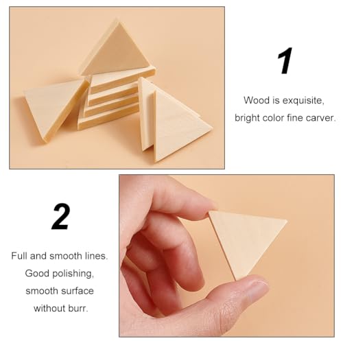 OLYCRAFT 100PCS Unfinished Wood Triangle Natural Unpainted Wood Triangle Cutout Shape Wood Triangle Slices Embellishments Ornaments for Wedding Valentine’s Day - Image 4