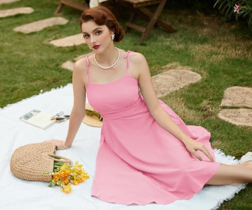 Image of Belle Poque Women's Spaghetti Strap Midi Vintage Tea Party Dress | Belle Poque Women's Spaghetti Strap Midi Vintage Tea Party Dress,A-line,Cocktail Dress,Graduation Homecoming Dress