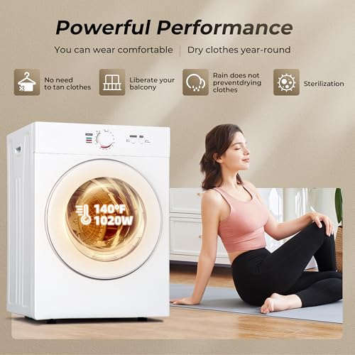 Image of Euhomy 1.8 Cu.Ft Portable Clothes Dryer 1020W Compact Laundry Drying