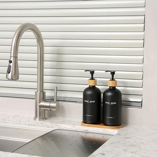 Image of Black Soap Dispenser, Hand Soap, and Dish Soap Dispenser Set Suitable for Kitchen Counter Decor. (Black)