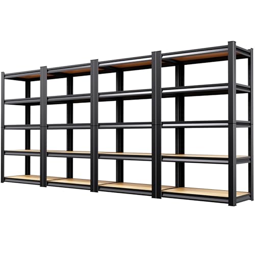 Image of 4-Pack Garage Shelving for Home Storage & Multi-Room Organization, 71 inch H x 28 inch W x 14 inch D 5-Tier Adjustable Metal Storage Rack for Tools, Household Essentials, Garage, Pantry & Basement Storage