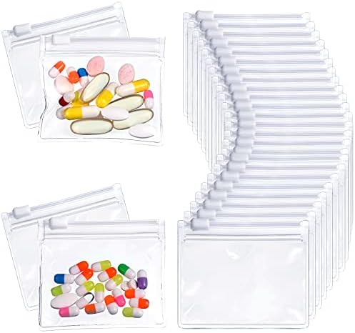 Pill Pouch Bags Zippered Pill Pouch Set Reusable Pill Pouches Clear Plastic Pill Bags Self Sealing Travel Medicine Organizer Storage Pouches with Slide Lock for Pills and Small Items (12 Pieces)