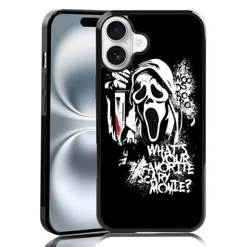 MMYAJT Favorite Scary Phone Case Compatible with iPhone 16 Plus, Scream iPhone Case Shockproof Black and White Phone Halloween Funny Cover Gift for Boy Girl Men Women