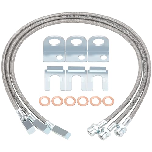 WYNNsky 89715 Stainless Brake Lines for 1987-2006 Jeep Wrangler TJ/YJ/XJ, Front/Rear(89702 & 89703)