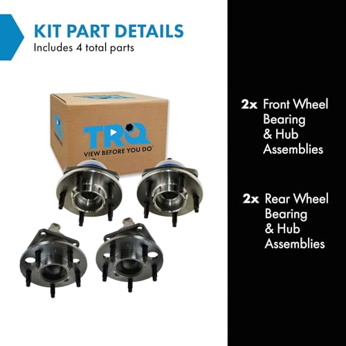 Image of TRQ 2 Piece Front Rear Wheel Bearing & Hub Assembly Set Compatible with 2004-2005 Buick Century 2005-2009 Lacrosse 1997-2004 Regal 2005 Terraza 2000-2013 Chevrolet Impala 2014-2016 Impala Limited 200