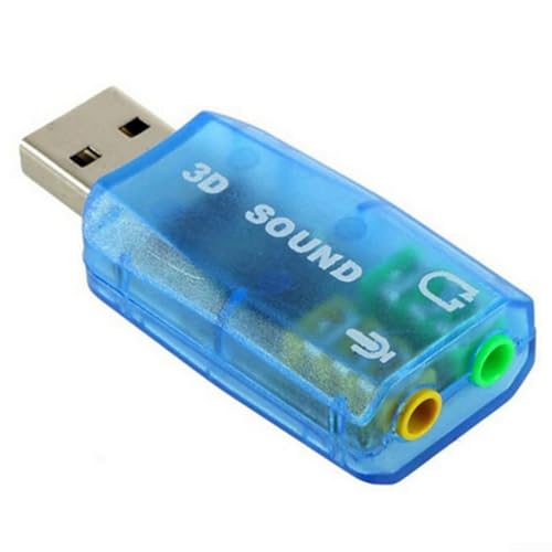 Minhe Tarjeta de sonido USB de 5 1 canal, interfaz de audio externa para portátiles y computadoras de escritorio con control de volumen digital y soporte multicanal (azul)