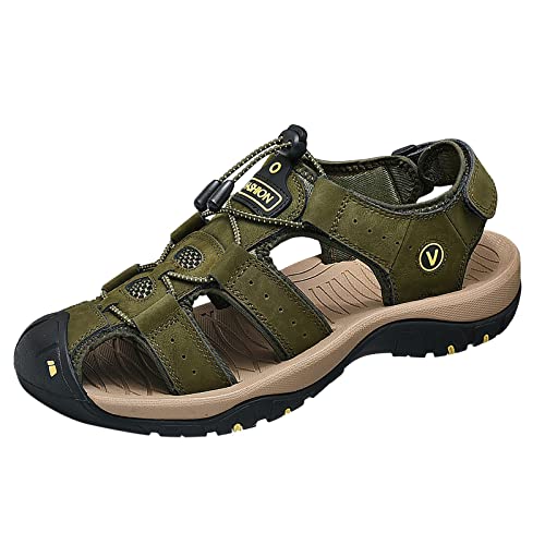 Camouflage Men's Shoes Outdoor Summer Walking Beach Hiking Fishing Barefoot Leather Sandals for Men 48 Black