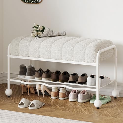 Petit meuble à chaussures avec banc d'entrée style ferme moderne et étagère de rangement