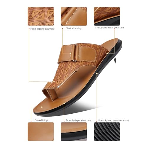 Yytcsjz Summer Foot Correction Flat Sandals, Men's Breathable Toe Ring Style Beach Bunion Corrector Slip-On Sandals, Flip Flops Beach Slide Slipper Shoes, for Plantar, Fasciitis, Orthopedaic2