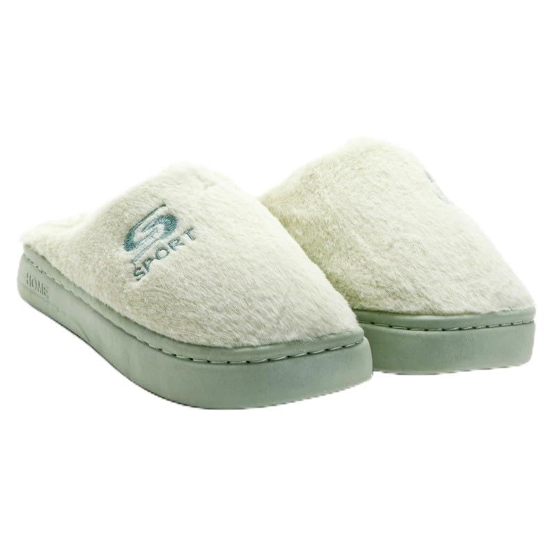 Image of Unisex Winter Flip Flop Slipper for Men and Women Soft Faux Fur Slip On Indoor Home Slides Slipper for Bedroom Sandals