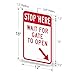 SmartSign 18 x 12 inch “Stop Here - Wait For Gate To Open” Metal Sign with Bottom Right Arrow, 63 mil Aluminum, 3M Laminated Engineer Grade Reflective Material, Red and White, Made in USA