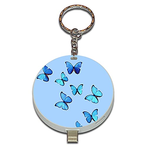 Cargador Power Bank Llaveros Estampado Mariposas Azul