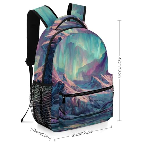 Aurora Northern Lights Unisex Backpack Casual Daypacks Lightweight Shoulders Bag for Camping Hiking Travel2