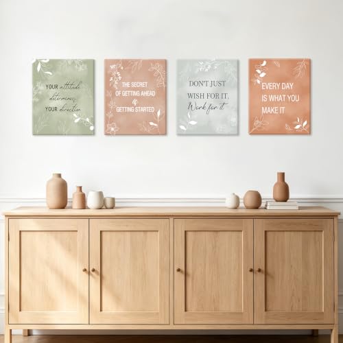 Image of CHDITB Motivational Quotes Framed Canvas Wall Art,Uplifting Office Decor | Boho Botanical Art Prints,Inspirational Positive Sayings Posters,Aesthetic Artwork For Office Bedroom Classroom Decor 12 inchx16 inch