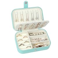 Travel Jewelry Box, PU Leather Small Jewelry Organizer for Women Girls, Double Layer Portable Mini Travel Case Display Storage Holder Boxes for Stud Earrings, Rings
