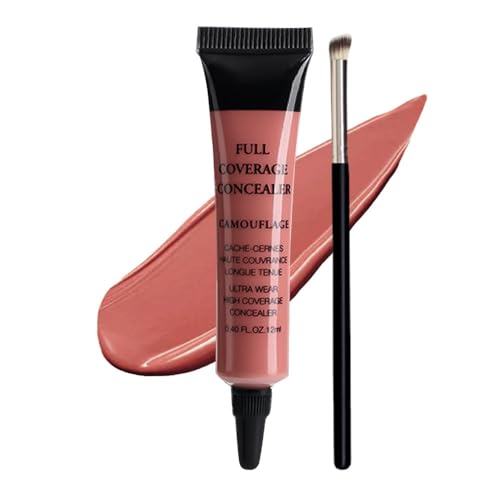 Image of Under Eye Concealer + Brush, 24H Full Coverage Brightening Concealer For Dark Circles, Fine Lines, Anti-Aging Color Correcting Cream - 0.4 fl oz (06#Pink+Brush)