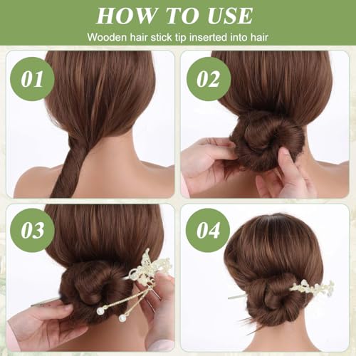Image of MAYCREATE 6Pcs Hair Sticks Chinese Vintage Hair Pins Chopsticks Retro Headpieces National Style Metal Head Stick for Women Girls