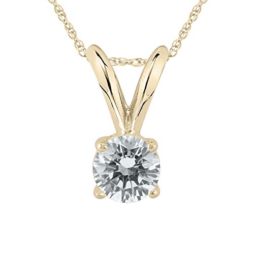 AGS Certified 1 5 Carat Round Diamond Solitaire Pendant in 14K Yellow Gold (K-L Color, I2-I3 Clarity)
