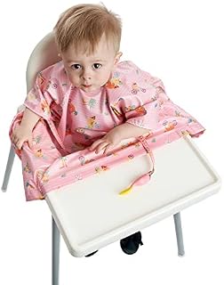 BIBaDO - Coverall Baby Feeding Bibs, Weaning Bib, Easy to Clean Baby Bibs for Eating, Adjustable High Chair Catch All