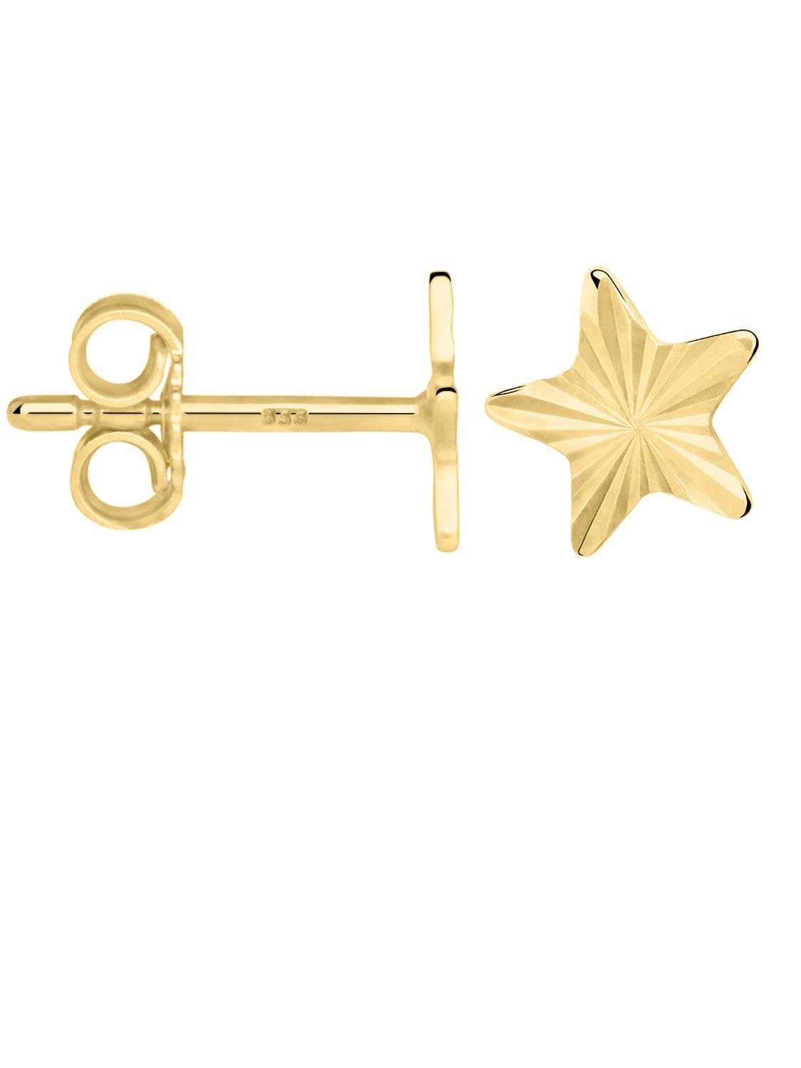 MyGold gwiazda kolczyki kolczyki żółte złoto 333 / 375 / 750 złoto (8 / 9 / 18 karatów) Ø 6,5 mm małe bez kamieni, gwiazdka, prezent na chrzest, komunię, złote kolczyki prezent na Boże Narodzenie Stia MOD-07407, Żółte złoto, nie dotyczy.,