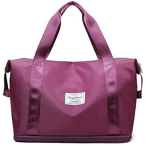 Travel Duffel Gym Bag, Weekender Carry on, Sports Gym Bag with Waterproof Pocket Travel Bag Training Handbag Yoga Bag (Wine RED) Cover
