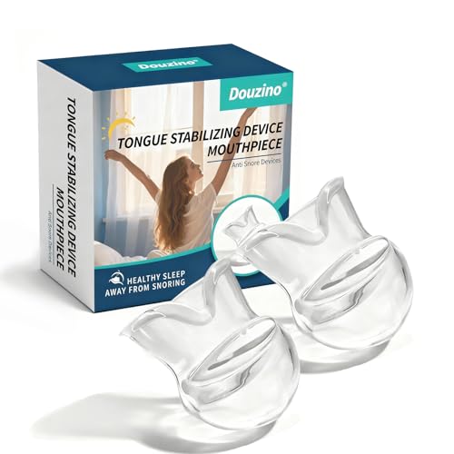 Douzino Tongue Stabilizing Device Mouthpiece - FDA-Cleared Reusable BPA-Free Anti Snore Solution & Comfortable Tongue Retainer to Reduce Snoring for Better Sleep Fits Men & Women(2 Pack)