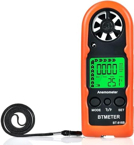 BTMETER Anemometer Handheld Wind Speed Meter BT-816B (Range: 0.2–67 MPH)