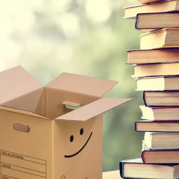 Cartons à livres avec poignées Pack 40 + 2 adhésifs
