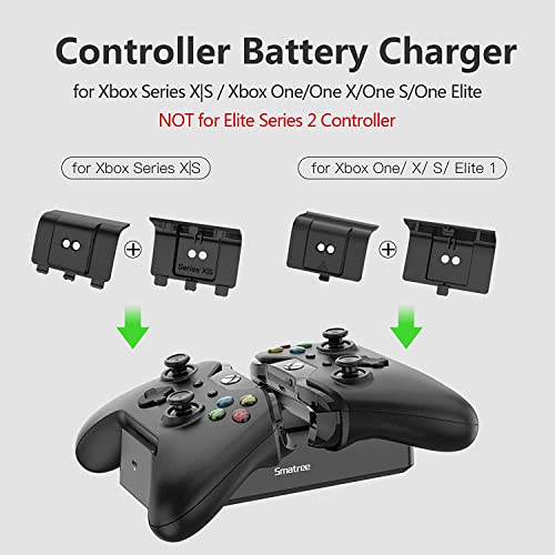 Smatree Controller Charger for Xbox Series X|S, Dual Charging Station for Xbox One/One X/One S/One Elite, Dual Charging Dock with 2x2000mAh Rechargeable Battery(Update Fit Xbox Series X|S)