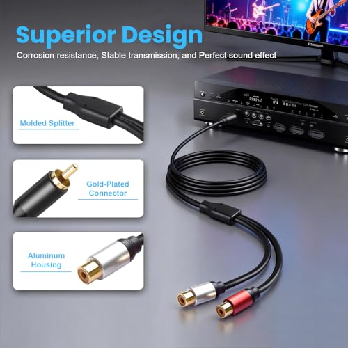 Adaptador de audio 3.5mm hembra a 2RCA macho, pack 2 miniatura 4