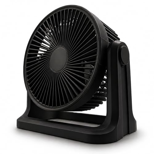EMtronics 9 Inch Turbo Fan | Powerful Air Circulator with 3 Speed Settings | Adjustable 115 Tilt Head | Portable Desk or Floor Fan with Strong Airflow up to 6m - Black