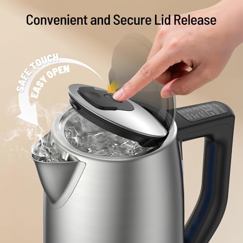 Image of Electric Tea Kettle, 6 Precise Temperature Presets 1.7L Stainless Steel Electric Kettle Temperature Control,1500W Fast Boiling Hot Water for Oolong & Green Tea with Strix Control
