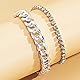 Clataly kubanische Fußkettchen Armbänder Doppelschicht Kristall Fußkettchen Strand Fuß Schmuck für Frauen und Mädchen (Silber)