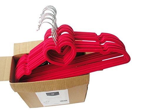 Anqi Clothes Velvet Hangers Heart Shaped Slim, Sturdy with Steel Swivel Chrome Hooks-Set of 30