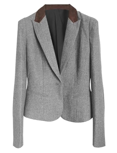 Women's Blazer Jacket Slim Fit Short One Button Spring Fall Sport Coat