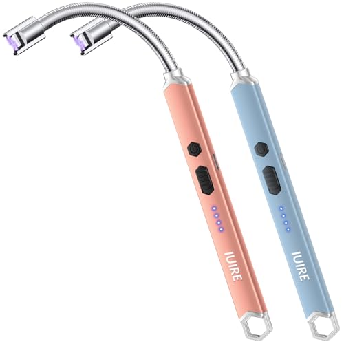 IUIRE Briquet électrique à arc électrique rechargeable avec cou flexible (or rose x bleu)