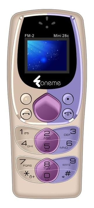 foneme mini 28c finger size dual sim |keypad mobile| with 0.66" display| bt dialer | finger phone| voice changer | auto call recording |big battery |fm | feature phone | gold