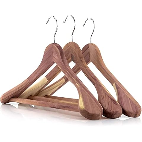 HANGERWORLD Cedar Wood Suit Hangers with Trouser Bar Cover