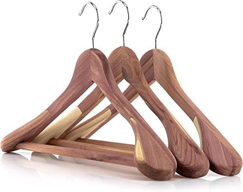 HANGERWORLD 3 Grucce Appendiabiti 45cm in Legno di Cedro Antitarme con Spalline Larghe Arrotondate