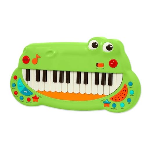 Battat – Toddler Piano Toy – Musical Instrument for Kids, Children – Animal Keyboard Piano with 5 Instrument Settings – Crocodile Piano - 2 Years +