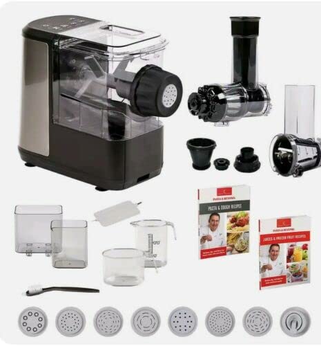 Emeril Lagasse Pasta & Beyond Electric Pasta And Noodle Maker Machine, 8 Pasta Shapes With Slow Juicer Attachment, Black #TOP6