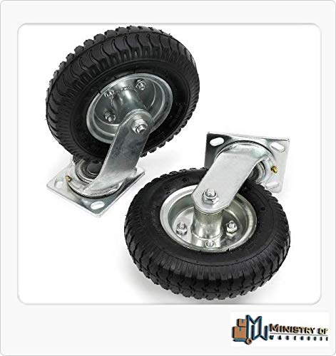8\" Pneumatic Air Tire Wheel 2 Rigid + 2 Swivel HD Farm Cart Caster Large 4Pcs